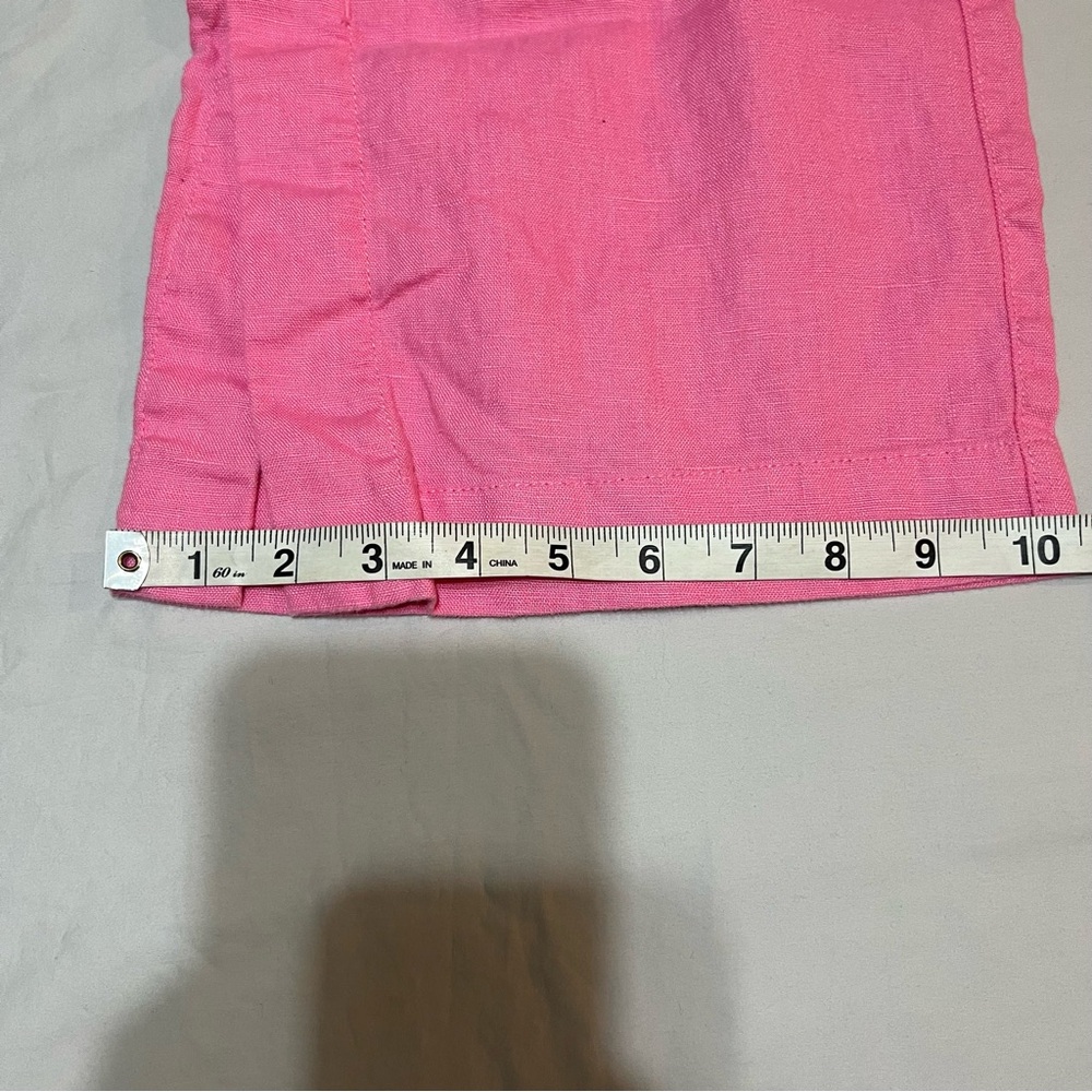 Athleta Retreat 100% Linen Wide Leg Pants Pink Side Slit Resortwear Small Petite - Picture 8 of 13